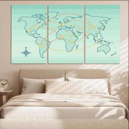 Orbital Currents World Map wall art