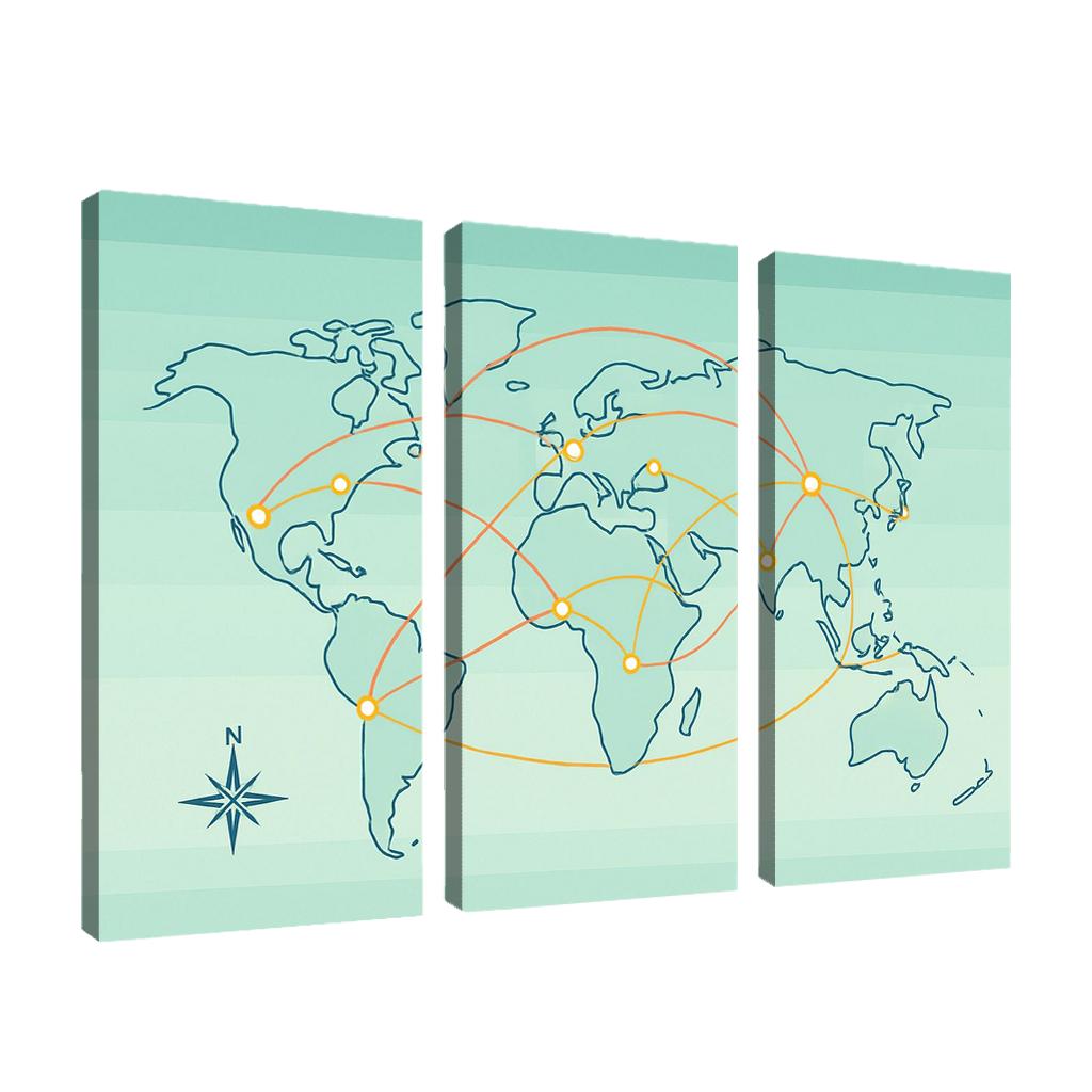 Orbital Currents World Map wall art