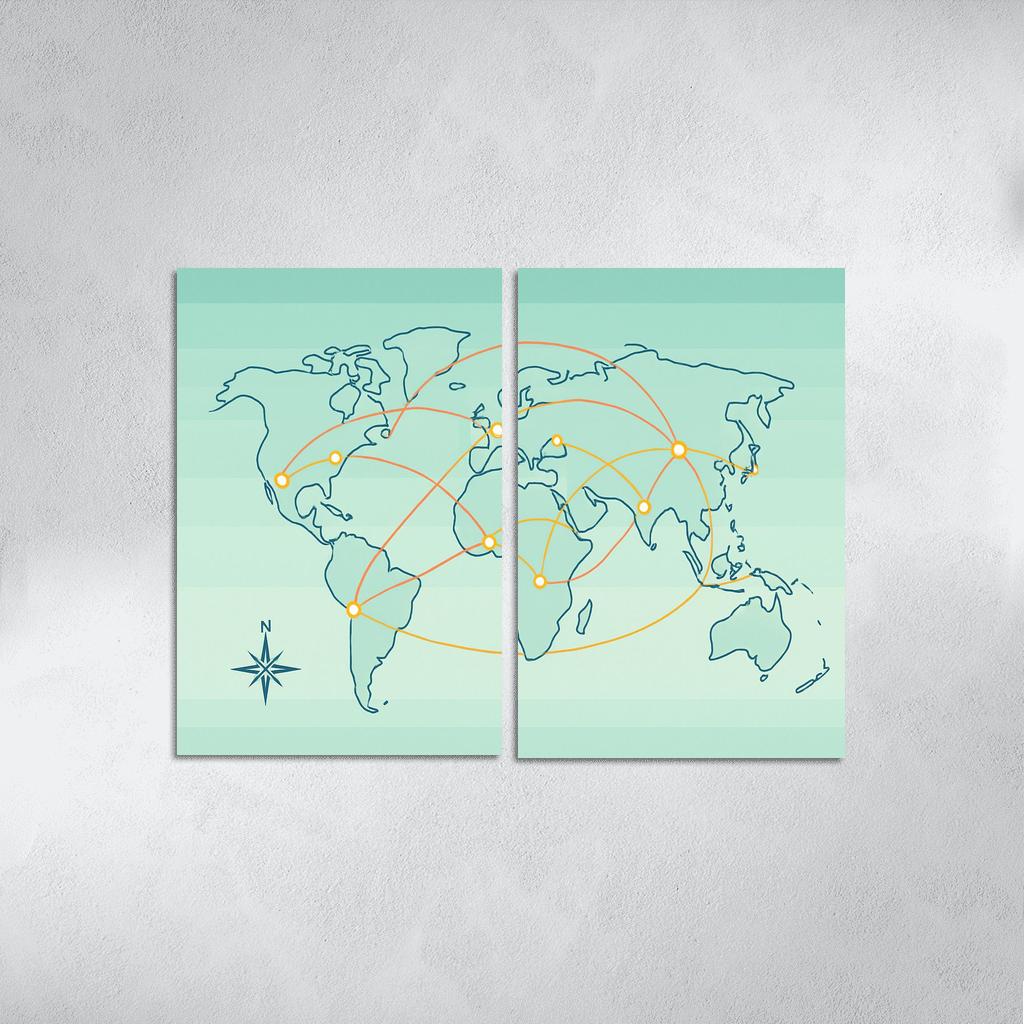 Orbital Currents World Map wall art