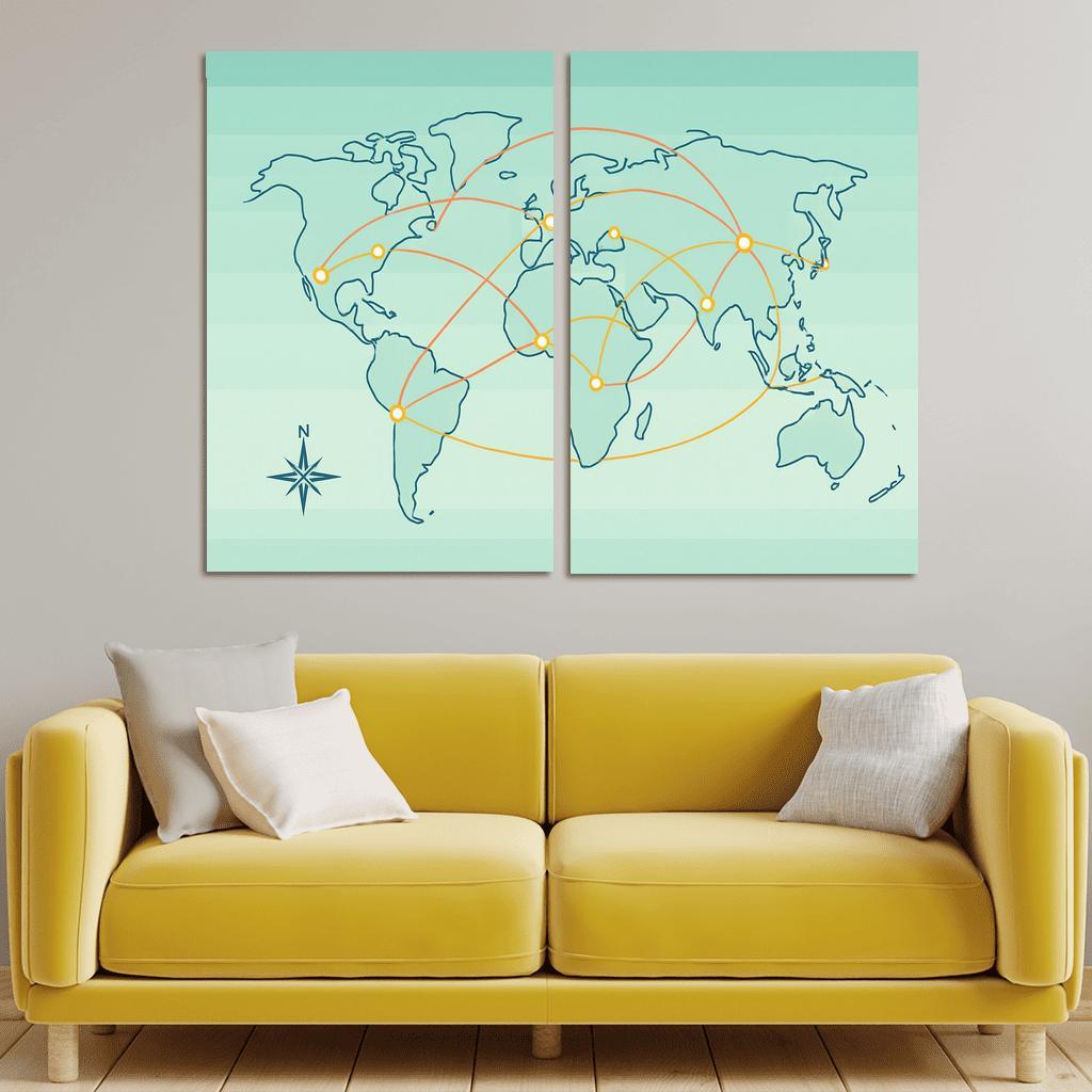 Orbital Currents World Map wall art