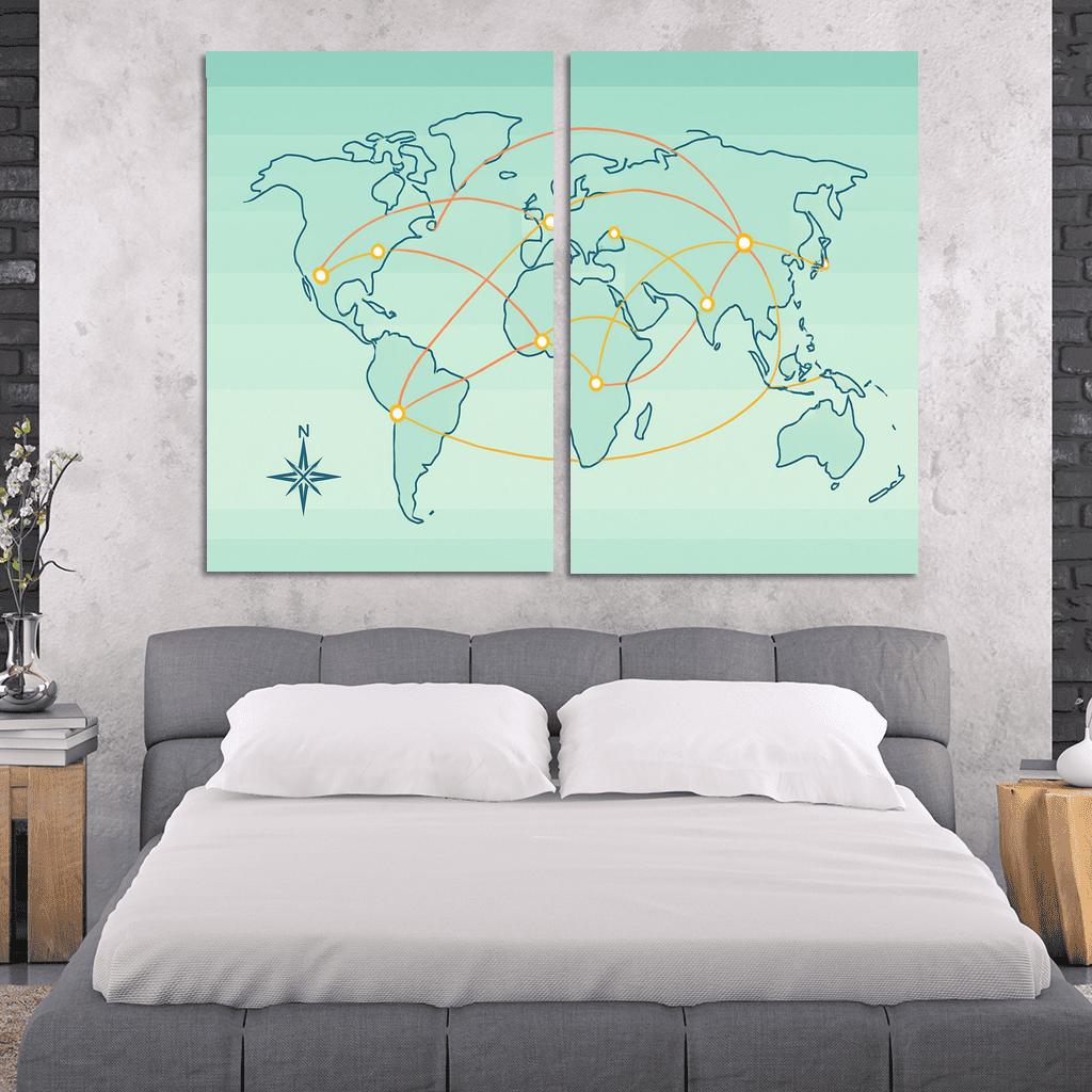 Orbital Currents World Map wall art