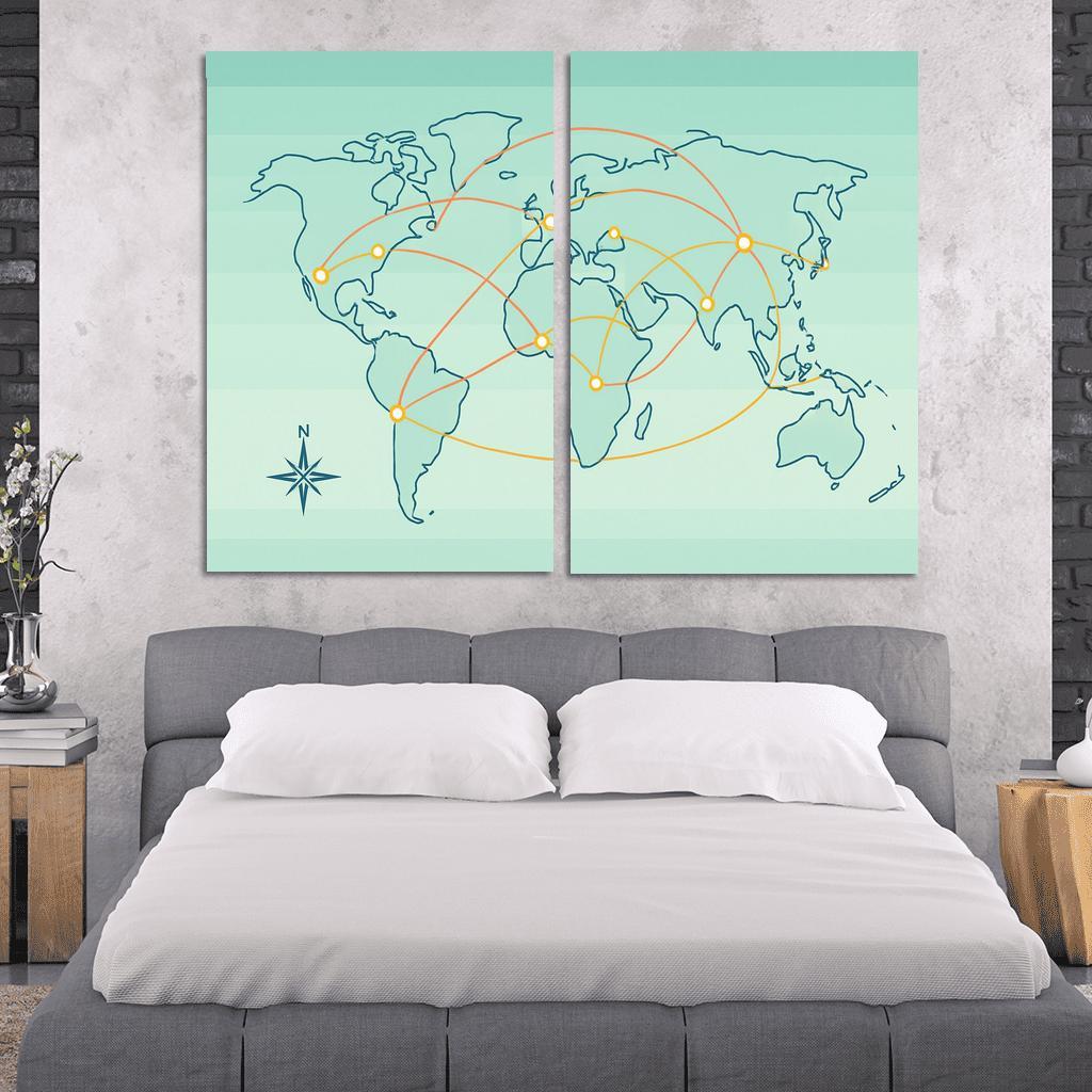 Orbital Currents World Map wall art
