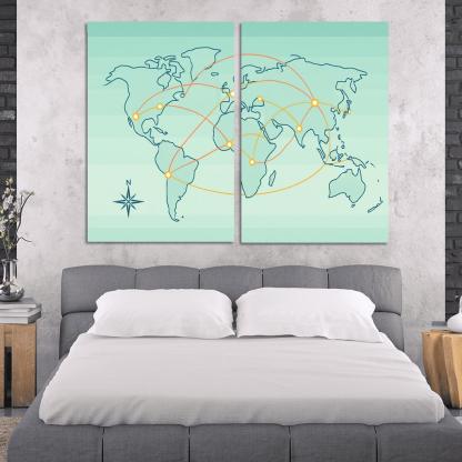 Orbital Currents World Map wall art