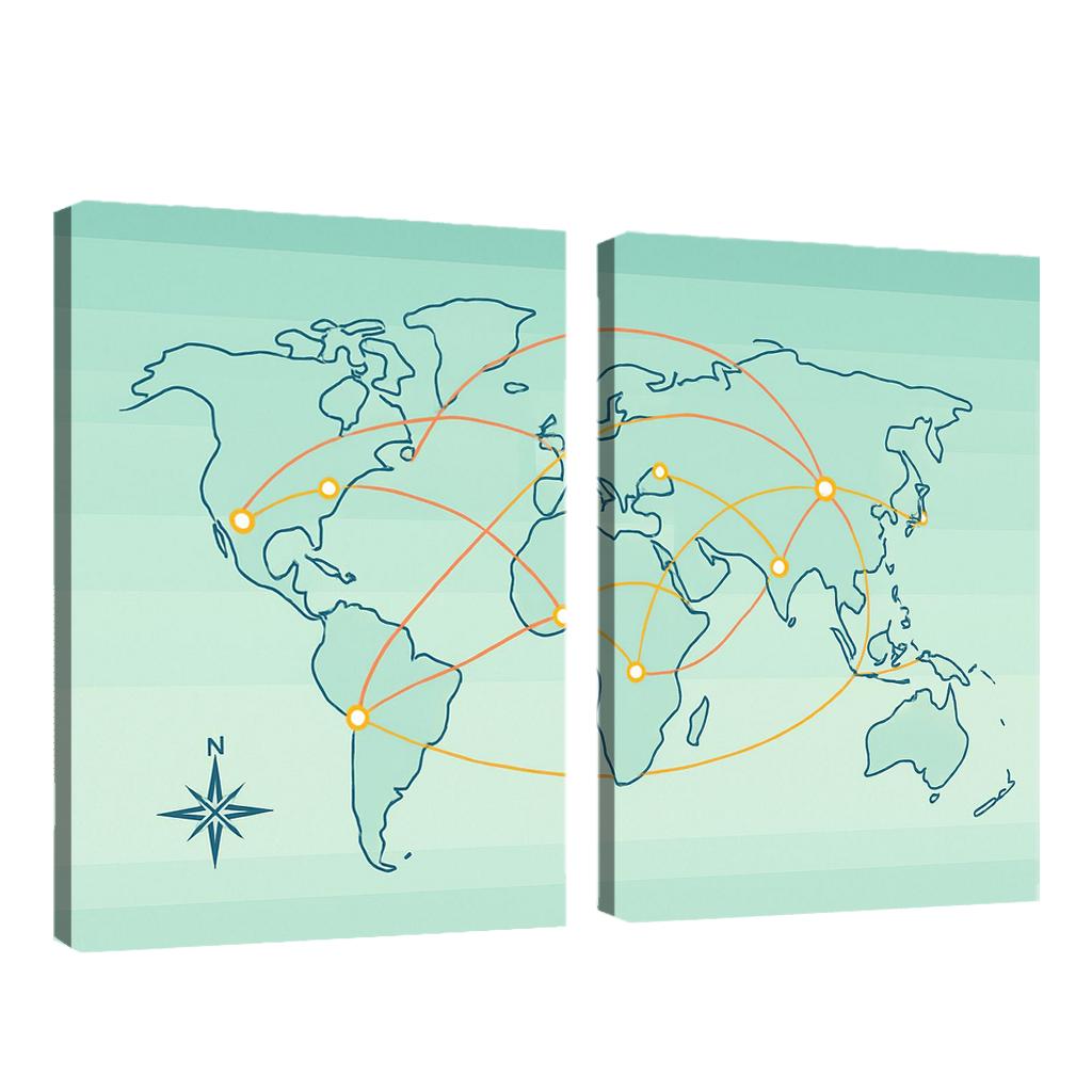 Orbital Currents World Map wall art