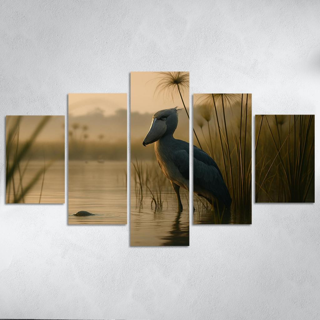 The Stoic Shoebill In Ugandan Papyrus Marsh modern paintings frame