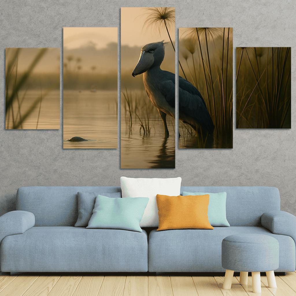 The Stoic Shoebill In Ugandan Papyrus Marsh modern paintings frame