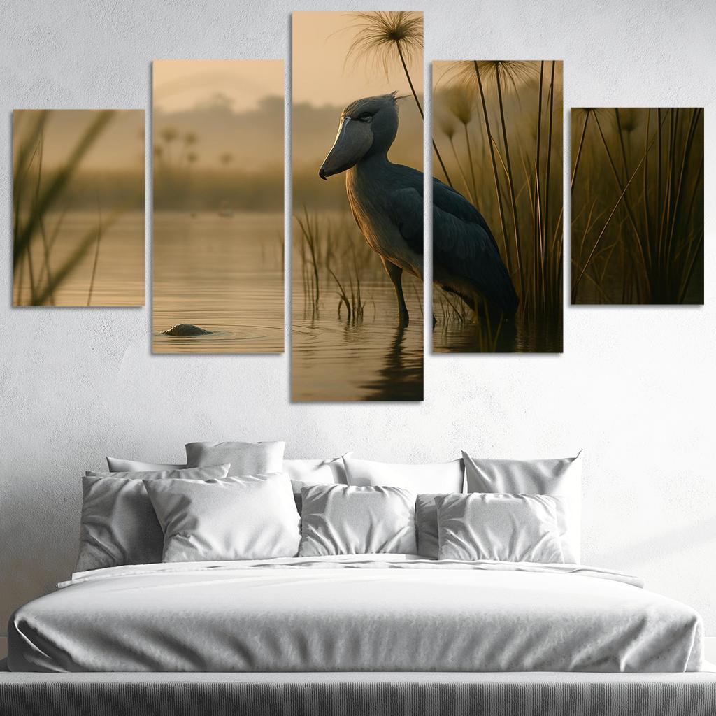 The Stoic Shoebill In Ugandan Papyrus Marsh modern paintings frame