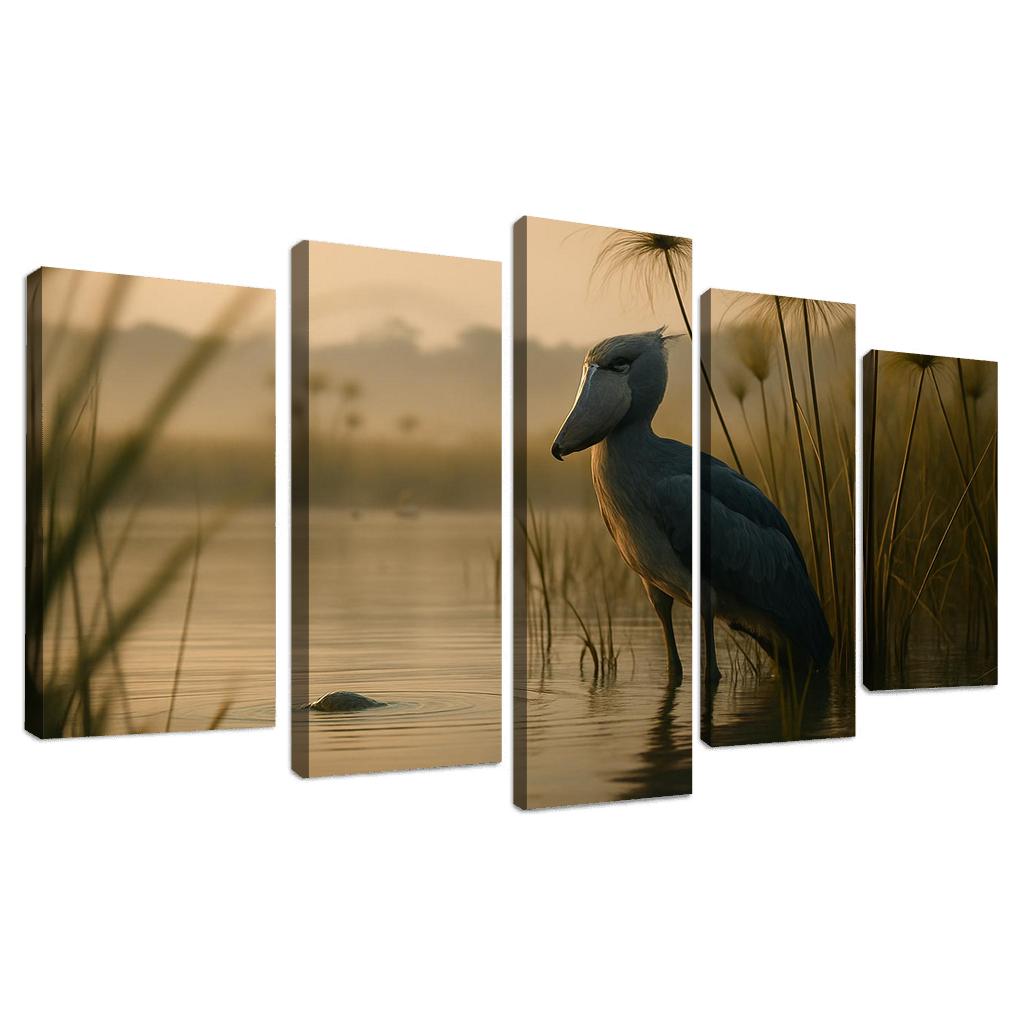 The Stoic Shoebill In Ugandan Papyrus Marsh modern paintings frame