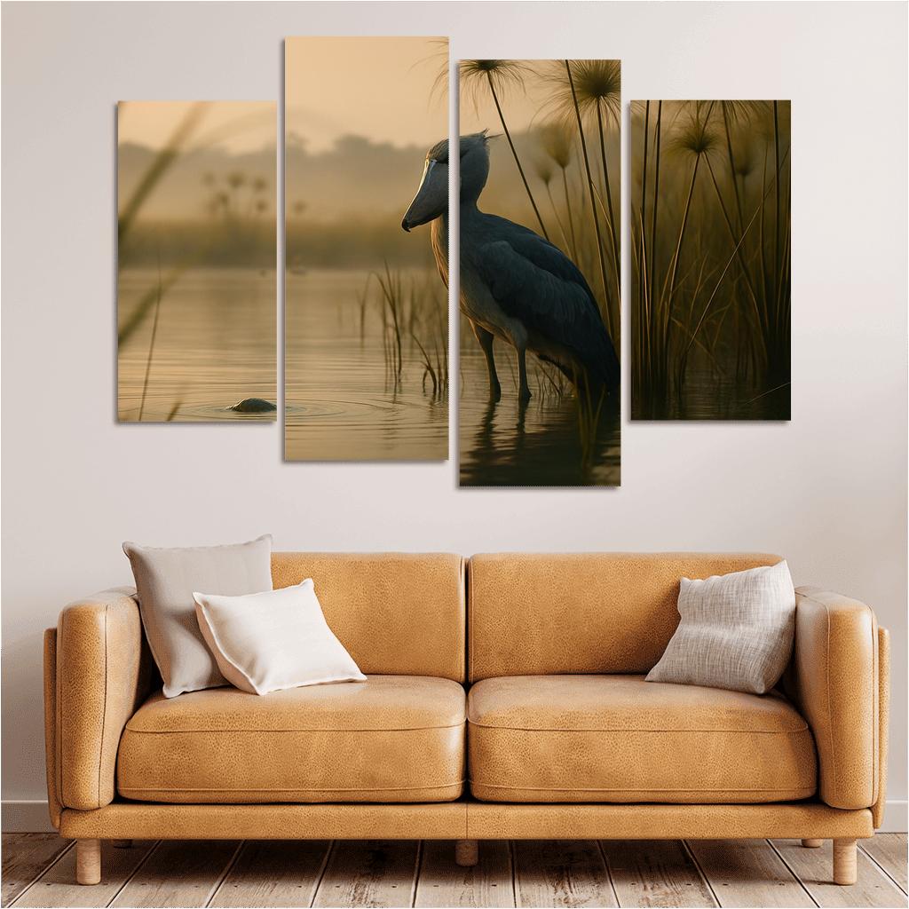 The Stoic Shoebill In Ugandan Papyrus Marsh modern paintings frame