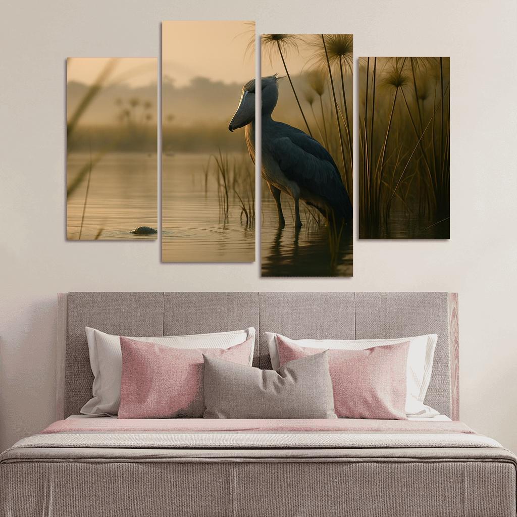 The Stoic Shoebill In Ugandan Papyrus Marsh modern paintings frame