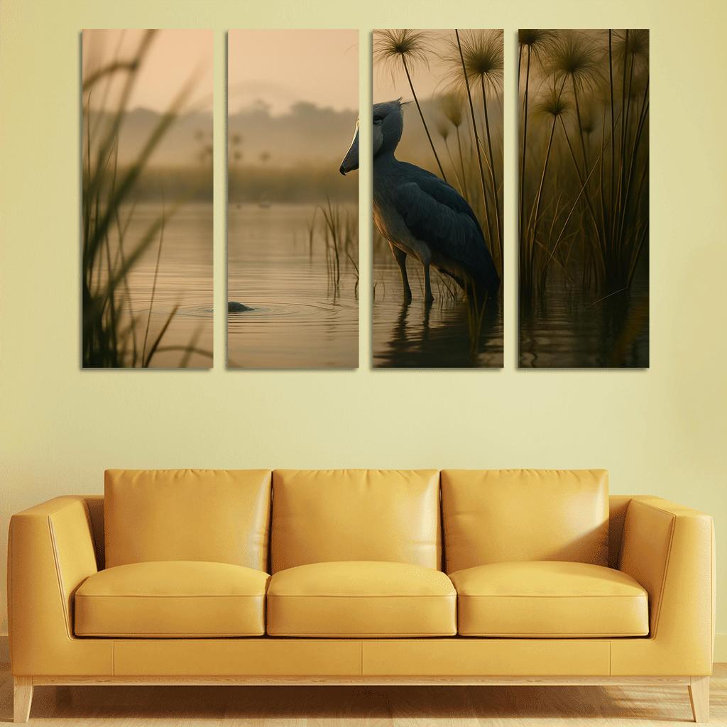The Stoic Shoebill In Ugandan Papyrus Marsh modern paintings frame