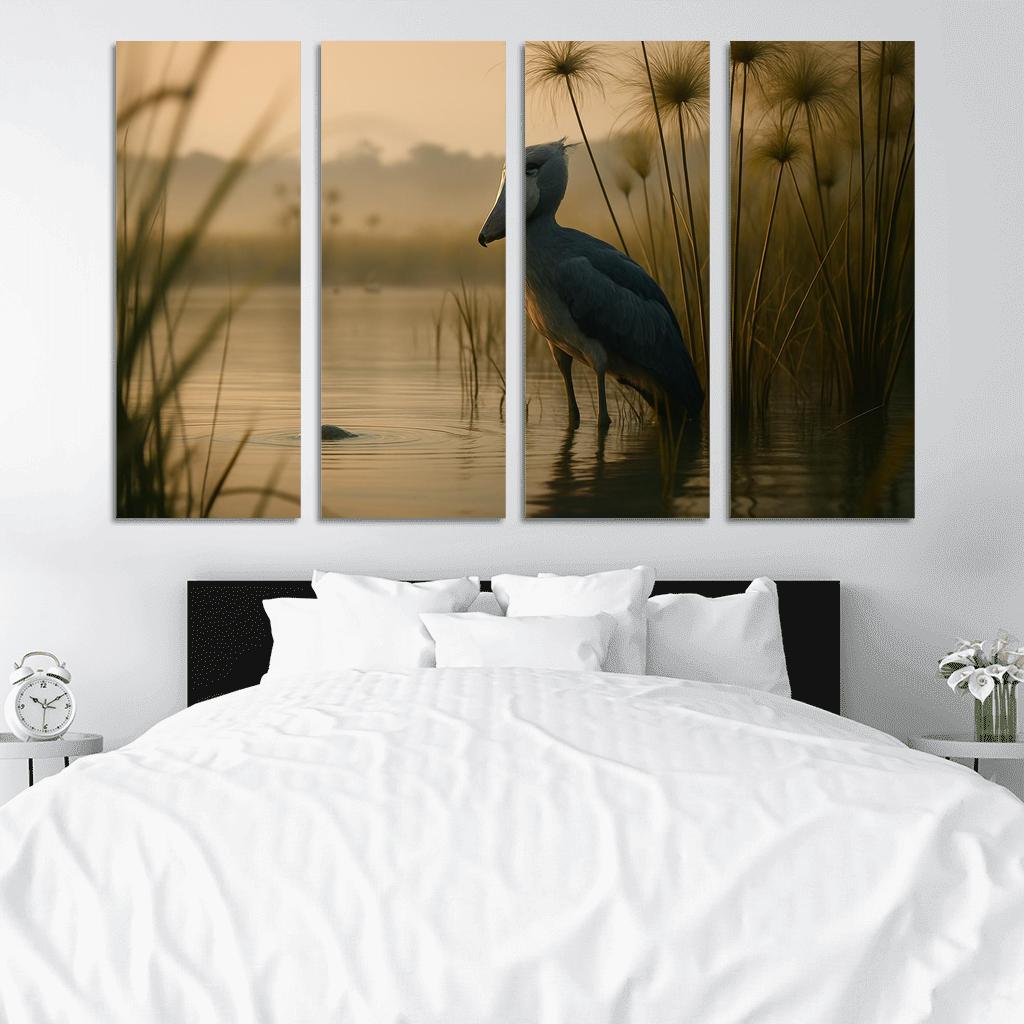 The Stoic Shoebill In Ugandan Papyrus Marsh modern paintings frame