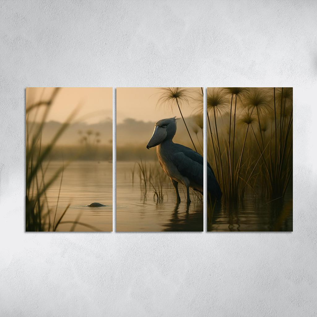 The Stoic Shoebill In Ugandan Papyrus Marsh modern paintings frame