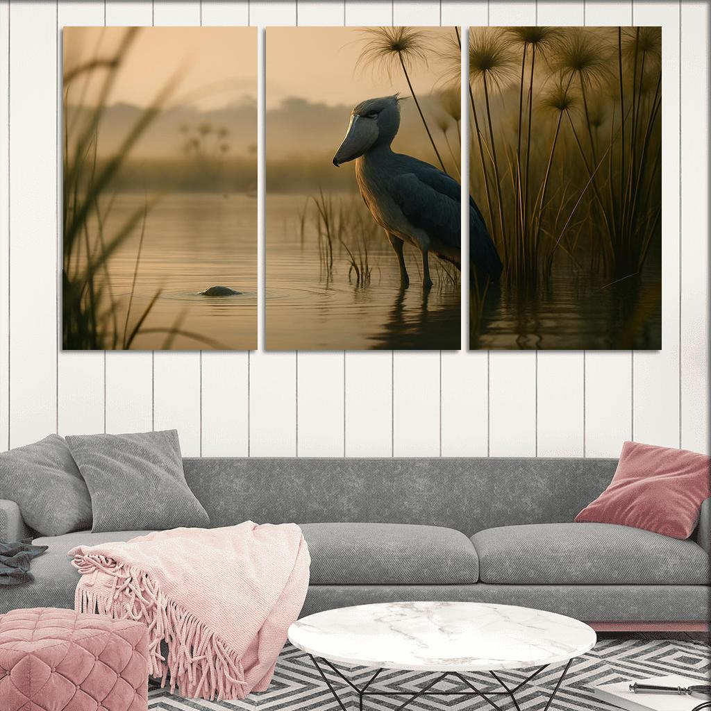 The Stoic Shoebill In Ugandan Papyrus Marsh modern paintings frame