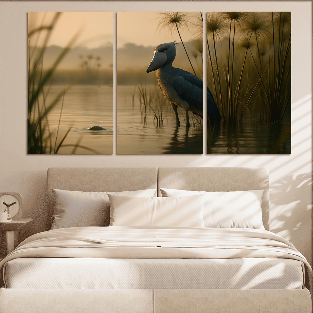 The Stoic Shoebill In Ugandan Papyrus Marsh modern paintings frame