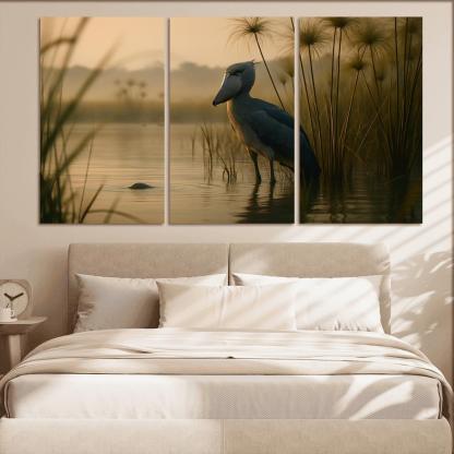 The Stoic Shoebill In Ugandan Papyrus Marsh modern paintings frame