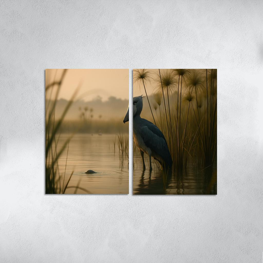 The Stoic Shoebill In Ugandan Papyrus Marsh modern paintings frame