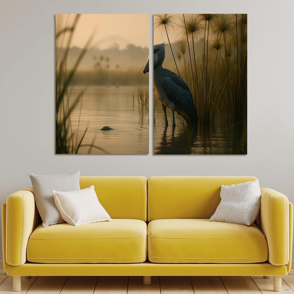 The Stoic Shoebill In Ugandan Papyrus Marsh modern paintings frame