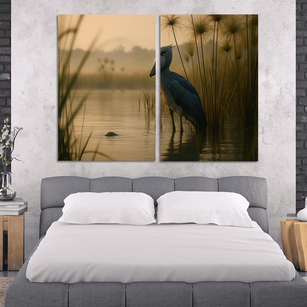 The Stoic Shoebill In Ugandan Papyrus Marsh modern paintings frame