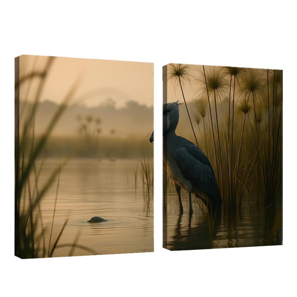 The Stoic Shoebill In Ugandan Papyrus Marsh modern paintings frame