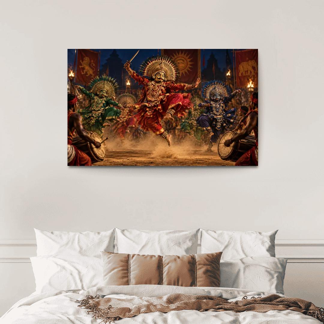 Chhau Masked Martial Dance Of Mythic Valor canvas paintings frame [AI-20046232-8b45f7f01c6d]