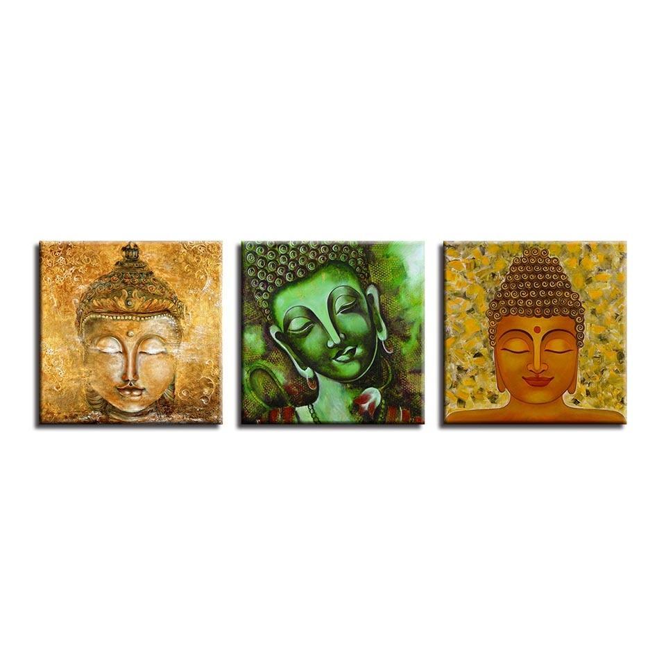Buddha Face Print 3 Piece HD Multi Panel Canvas Wall Art Frame-Original Frame