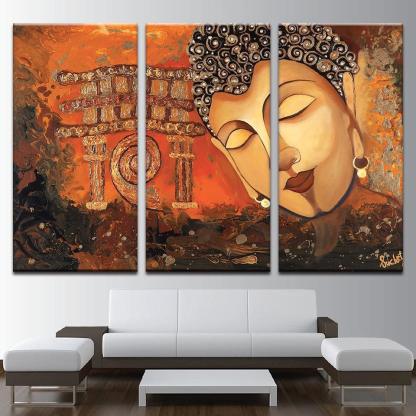Buddha Art 3 Piece HD Multi Panel Canvas Wall Art Frame-Original Frame