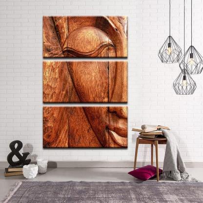 Buddha Face 3 Piece HD Multi Panel Canvas Wall Art Frame-Original Frame
