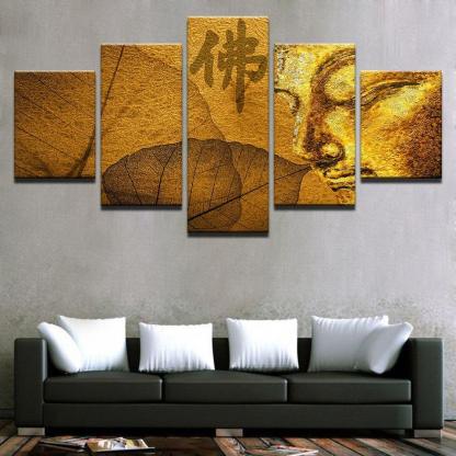 Buddha Statue 5 Piece HD Multi Panel Canvas Wall Art Frame-Original Frame