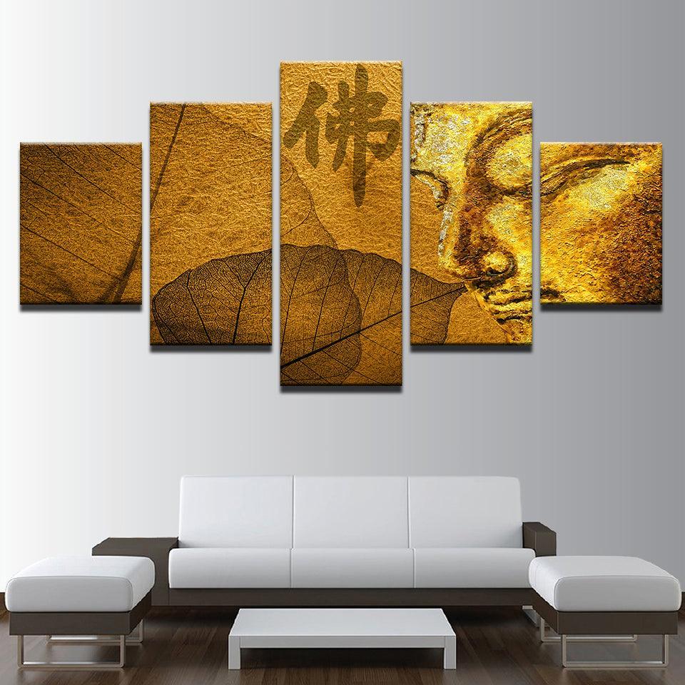 Buddha Statue 5 Piece HD Multi Panel Canvas Wall Art Frame-Original Frame