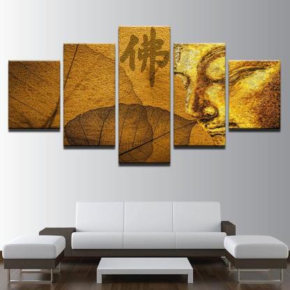 Buddha Statue 5 Piece HD Multi Panel Canvas Wall Art Frame-Original Frame