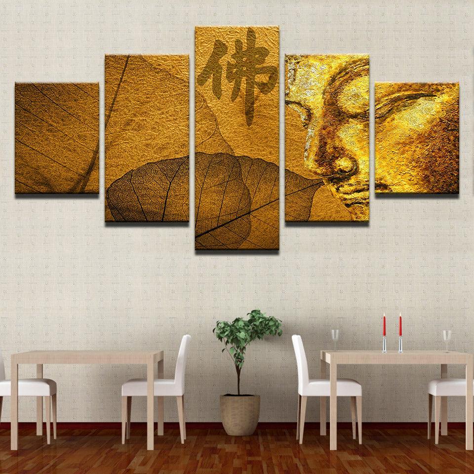 Buddha Statue 5 Piece HD Multi Panel Canvas Wall Art Frame-Original Frame