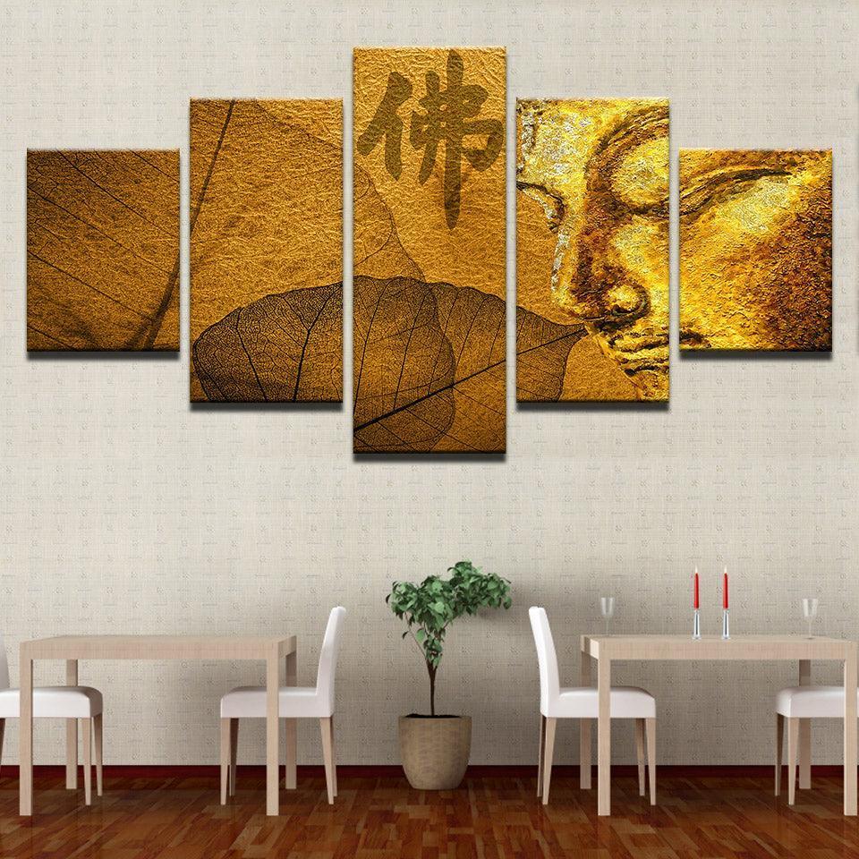 Buddha Statue 5 Piece HD Multi Panel Canvas Wall Art Frame-Original Frame
