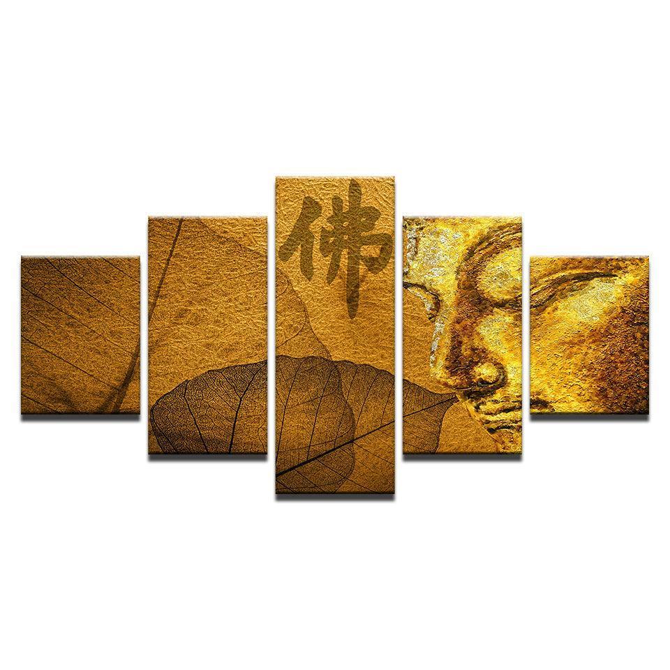 Buddha Statue 5 Piece HD Multi Panel Canvas Wall Art Frame-Original Frame