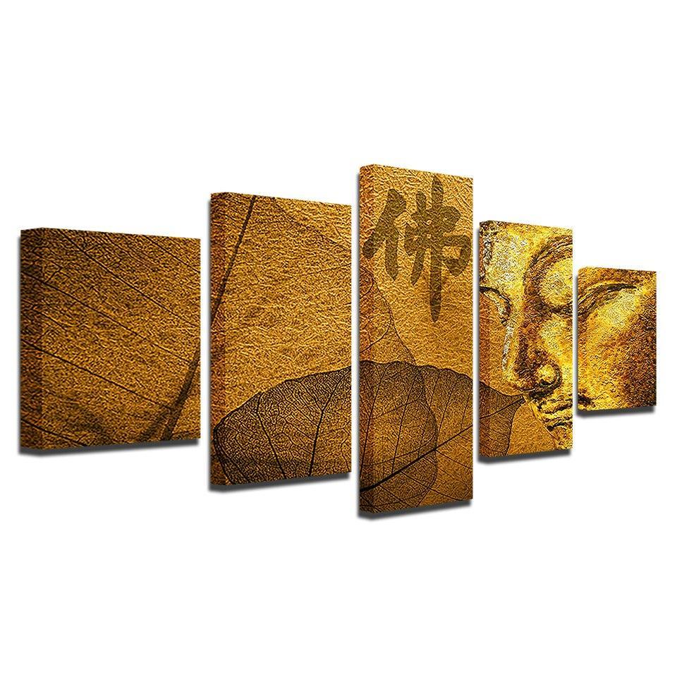 Buddha Statue 5 Piece HD Multi Panel Canvas Wall Art Frame-Original Frame
