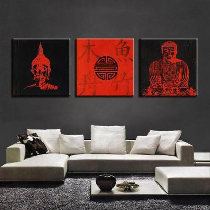 Buddhism 3 Piece HD Multi Panel Canvas Wall Art Frame-Original Frame