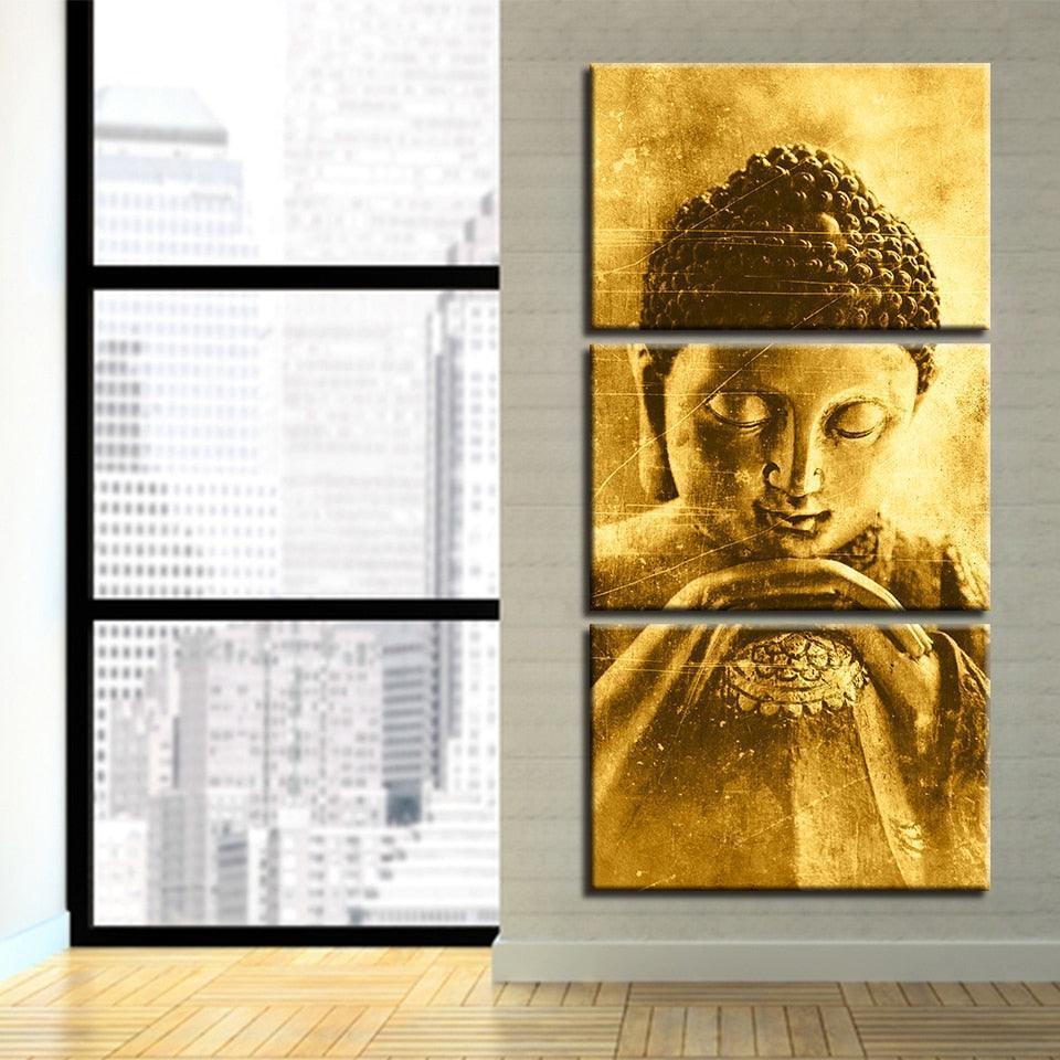 Buddha Framework 3 Piece HD Multi Panel Canvas Wall Art Frame-Original Frame