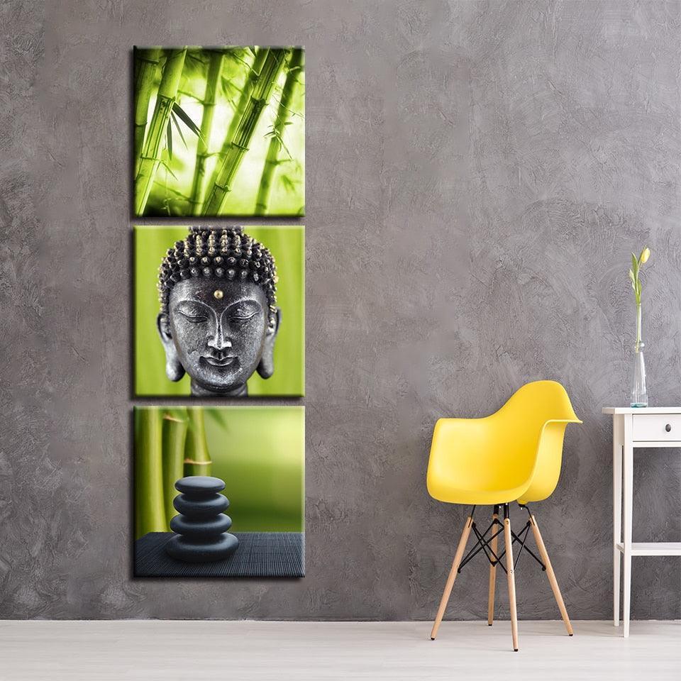 Bamboo Grove 3 Piece HD Multi Panel Canvas Wall Art Frame-Original Frame