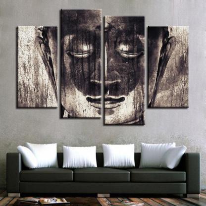 Meditating Buddha 4 Piece HD Multi Panel Canvas Wall Art Frame-Original Frame