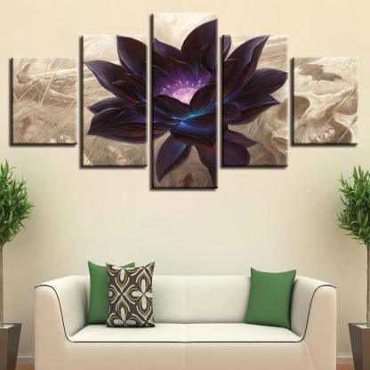 Black Lotus Graphic 5 Piece HD Multi Panel Canvas Wall Art Frame-Original Frame