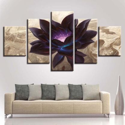 Black Lotus Graphic 5 Piece HD Multi Panel Canvas Wall Art Frame-Original Frame