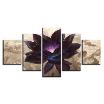 Black Lotus Graphic 5 Piece HD Multi Panel Canvas Wall Art Frame-Original Frame
