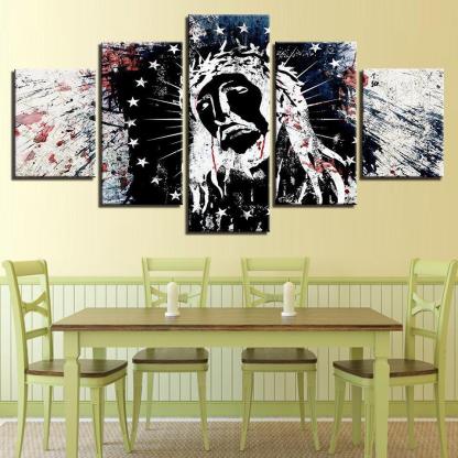 Jesus Christ 5 Piece HD Multi Panel Canvas Wall Art Frame-Original Frame