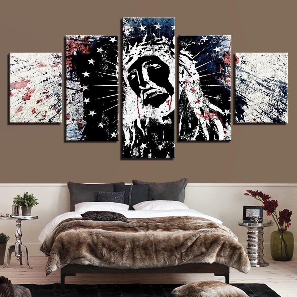 Jesus Christ 5 Piece HD Multi Panel Canvas Wall Art Frame-Original Frame