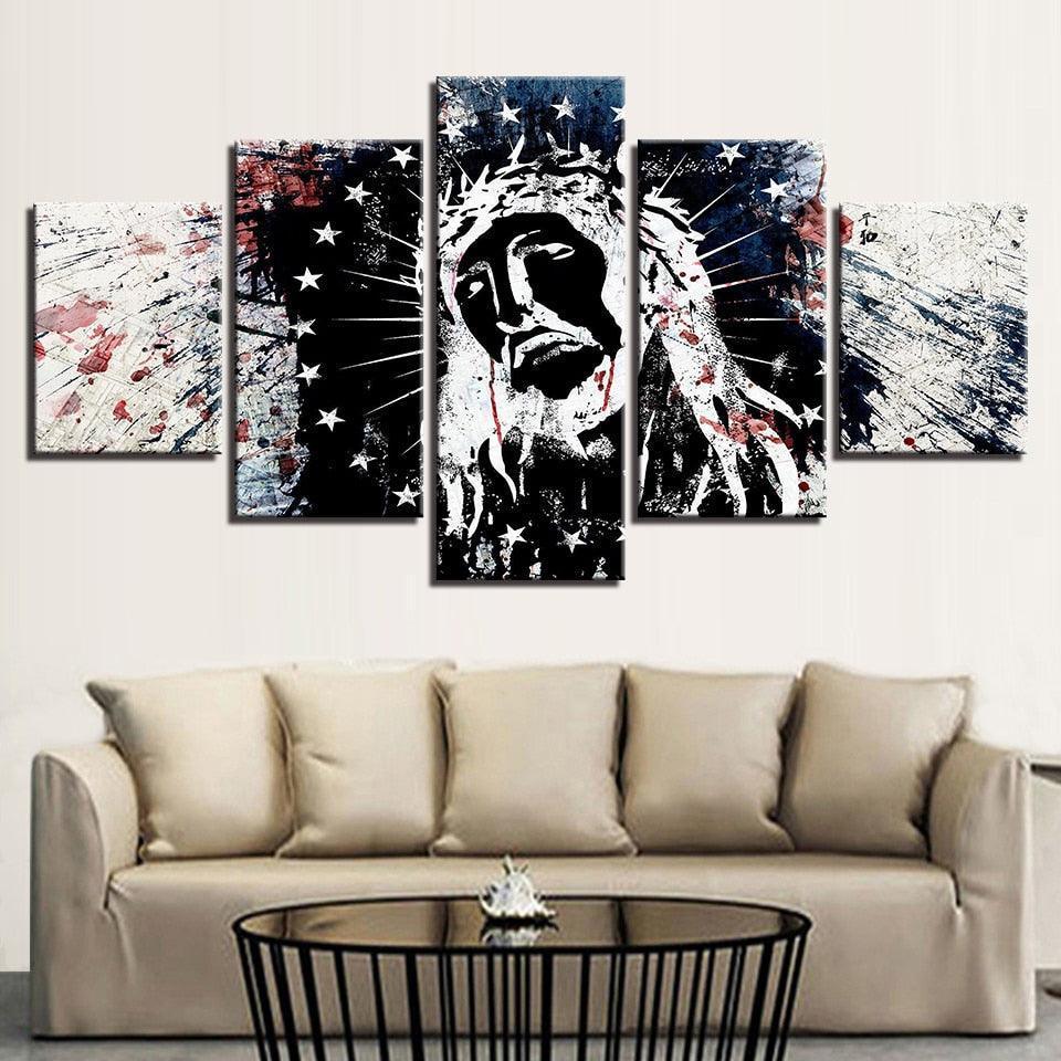 Jesus Christ 5 Piece HD Multi Panel Canvas Wall Art Frame-Original Frame