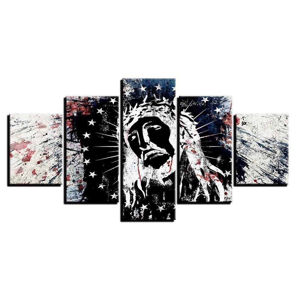 Jesus Christ 5 Piece HD Multi Panel Canvas Wall Art Frame-Original Frame