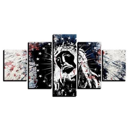 Jesus Christ 5 Piece HD Multi Panel Canvas Wall Art Frame-Original Frame
