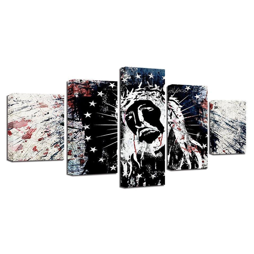 Jesus Christ 5 Piece HD Multi Panel Canvas Wall Art Frame-Original Frame