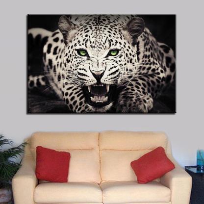 Ferocious Green Gazed Leopard 1 Piece HD Multi Panel Canvas Wall Art Frame-Original Frame