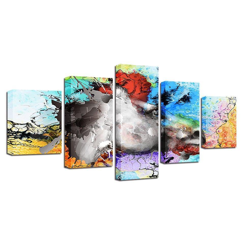 Abstract Horse 5 Piece HD Multi Panel Canvas Wall Art Frame-Original Frame